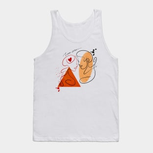 Line illustration of a couples faces Tank Top